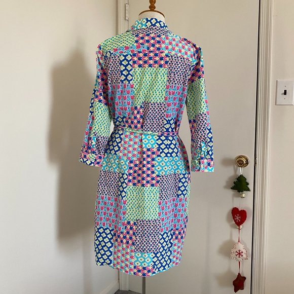 Talbots Totally Spring Tulips and Flower Patch Straight Dress 3/4 Sleeve US8 - Picture 6 of 11